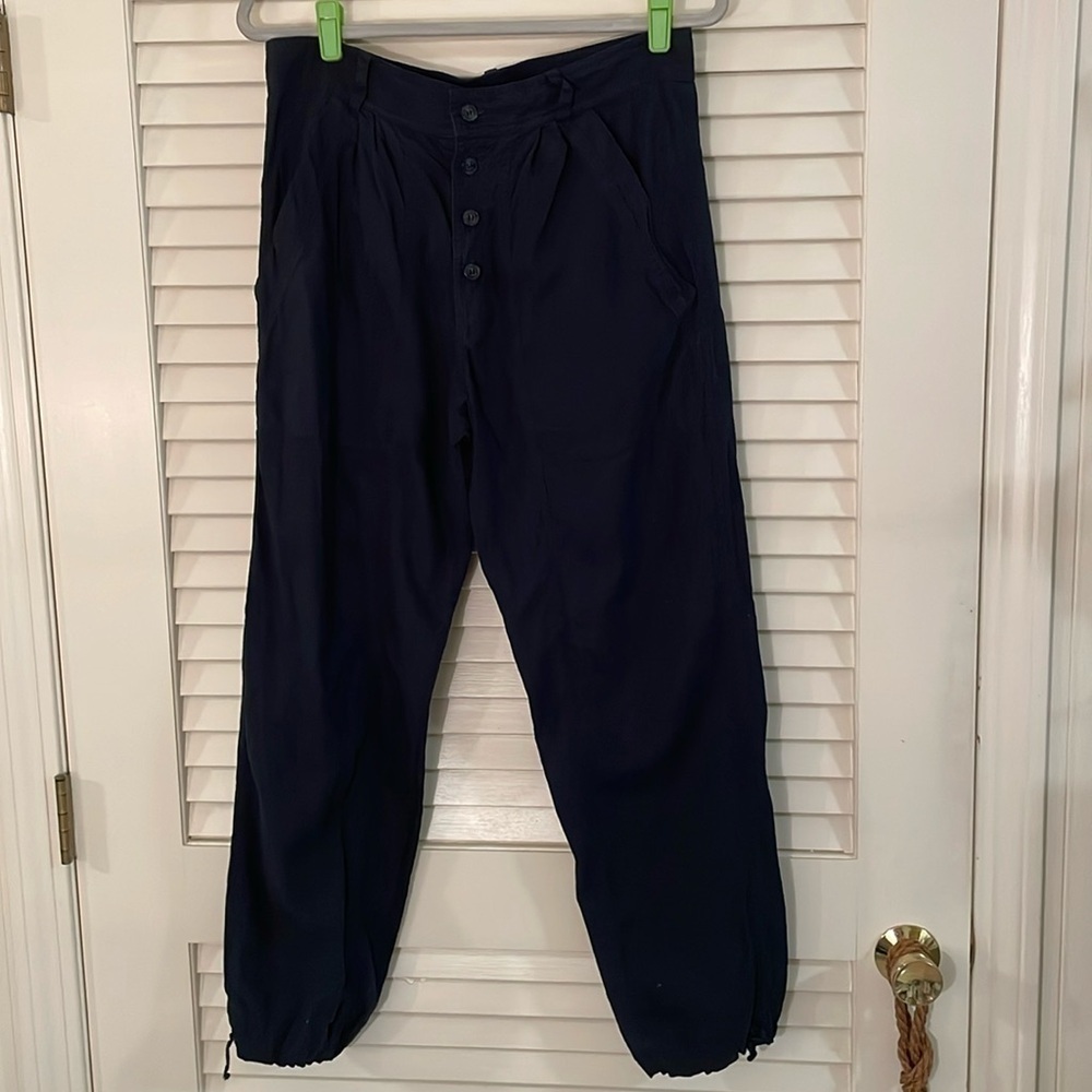 Prairie Underground Black Button Down Drawstring Ankle Pants